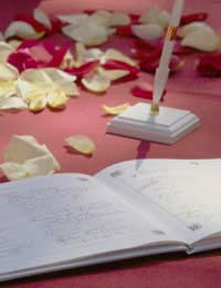 Wedding guestbook guests signing 